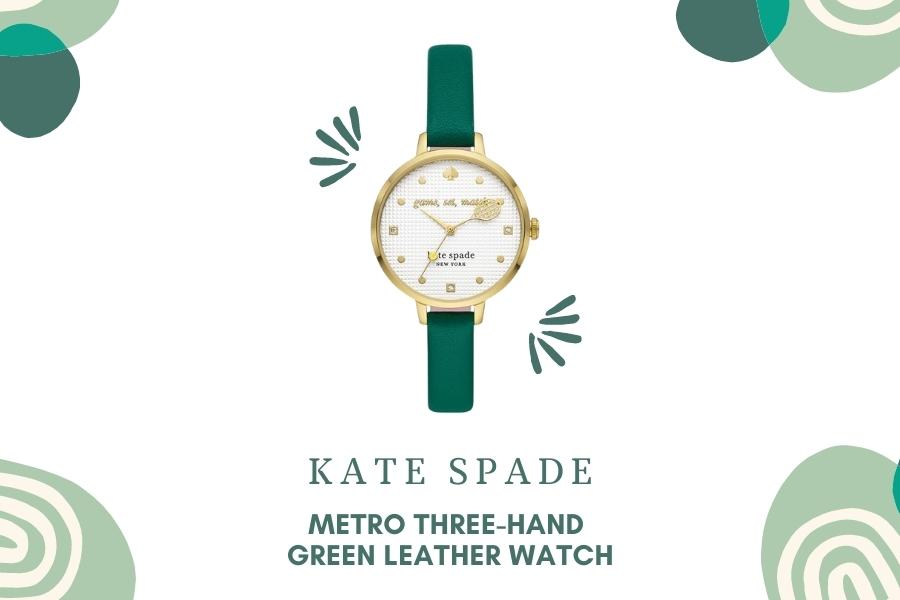 Kate Spade Metro Three-Hand Green Leather Watch